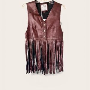 One Teaspoon RARE  Leather Vest Fringe Bronze  Mariachi NirvanaFestival Cowgirl